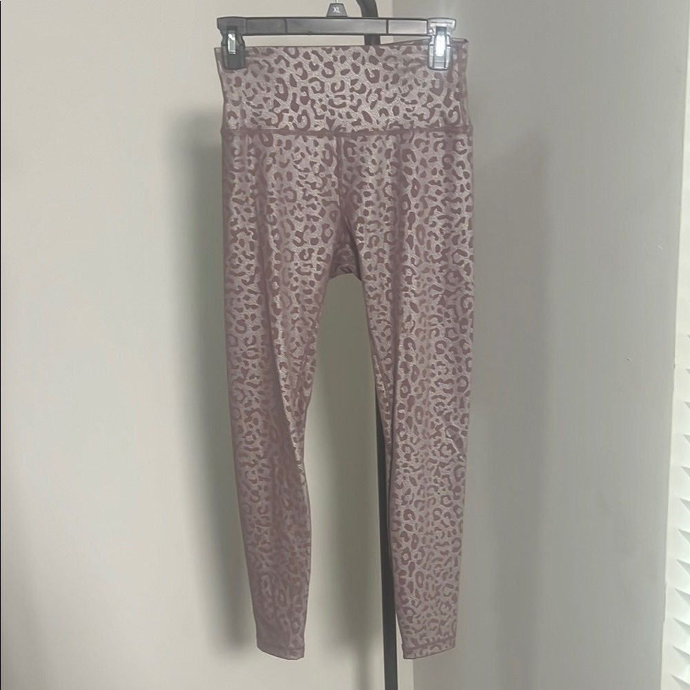 ZYIA Leopard Print Leggings - Pink and Brown